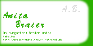 anita braier business card